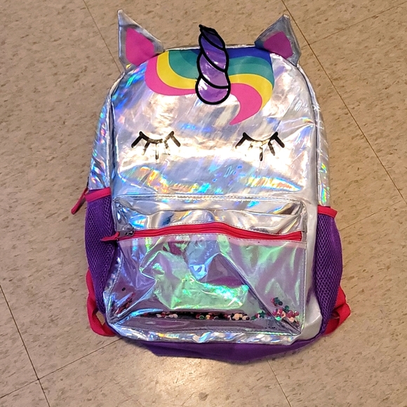 New🦄Unicorn Metallic Bookbag with Confetti - Picture 1 of 8